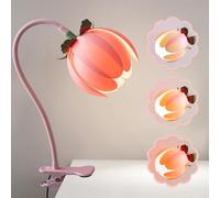WLHONG Clip on Light Flower Table Lamp,Desk Lamp with Clamp,3 Colours Modes LED Reading Light 360° Flexible Gooseneck Infinitely Dimmable Bedside Lamp Office Bedroom Dorm Home Decoration