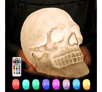 WLHONG Skull Lamp,9-Color Breathing Mode Skull Night Light,Gothic Lamps, Halloween Lamp,Goth Room Decor,Skeleton Lamp for Game Room Party Horror Decoration,Unique Skull Gift for Men and Boys
