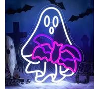 WLHOPE Ghost Bat Neon Sign Dimmable Led Signs for Wall Decor Neon Lights USB Powered Acrylic Board Sign