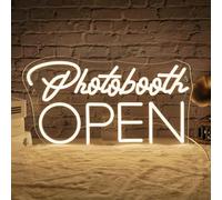 WLHOPE Photobooth Open Neon Signs for Wall Decor Adjustable LED Lights Decorations for Art Photography Office Photo Studio Bedroom, Get Your Business Seen Day or Night