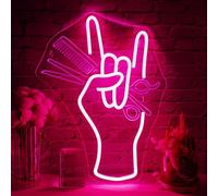 WLHOPE Salon Hand Neon Signs for Wall Decor Adjustable LED Lights Decorations for Haircut Barber Shop Salon Studio, Get Your Business Seen Day or Night