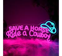 WLHOPE Save A Horse Ride A Cowboy Neon Sign Adjustable Brightness Led Sign,Neon Signs for Wall Decor,Connectivity Via USB Licked Neon Light for Bedroom Home Bar Club Hotel Party Decor