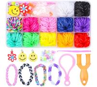 WLIAGYE Rubber Bands Kit for Bracelets, DIY Elastic Loom Bands Children's Bracelet Crafts with Beads Hook Charms Storage Box for Beginners Boys Girls Gift Idea