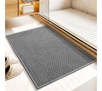 Wlian Luxury Chenille Bath Mat - Extra Thick Shaggy Bathroom Rug, Super Absorbent Microfiber, Non-Slip Backing, Machine Washable for Bath Floor, Tub & Shower, Grey, 60x90 cm