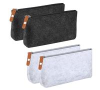 WLICCHS 4 PCS Felt Pencil Cases with Zipper, Cosmetic Bag, Small Stationery Bag for pens, Pencils, highlighters, Makeup Brushes and Other Small Items