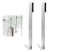 WLICCHS Pack of 2 Extended Stainless Steel Shower Hooks, Drill-Free, Towel Holder, Shower Screen with Protective Mat for Bathroom Glass Screen