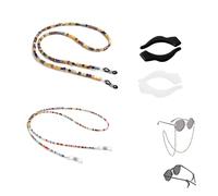 WLICCHS Set of 2 Glasses Chain and 4 Non-Slip Glasses Ear Pads Set, Retro Glasses Strap Holder Chain for Women, Non-Slip Glasses Holder for Sunglasses, Reading Glasses, multicoloured