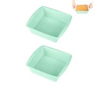 WLICCHS Set of 2 Silicone Cake Moulds, Square Layered Cake Baking Moulds, Cake Baking Moulds Set, Inner Dimensions 13.3 x 13.3 x 5.4 cm, Light Green for Layer Cakes, Bread