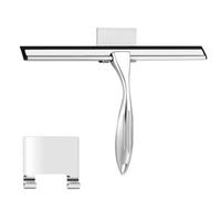 wlich Shower Squeegee, 12 Inch Stainless Steel Window Squeegee with Hook for Shower Glass Doors, Mirrors, Windows and Car Glass, Bathroom Shower Screen Wiper with Silicone Blade for Efficient Cleaning