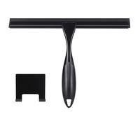 Wlich Shower Squeegee, Black, Squeegee Shower Stainless Steel, 10 Inches, Streak-Free Window Squeegee for Shower with Holder, Window Wiper for Bathroom, Window, Mirror, Car Glass