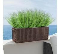 Wlicon 24 Bundles Artificial Plants Outdoor Fake Grass Bushes 53cm Artificial Grass Plant Greenery Stems Faux Shrubs Plant for Indoor Outdoor Garden Vases Porch Office Decor