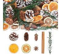 Wlicon Christmas Wreath Making Decoration, Natural Pinecone, Cinnamon Sticks, Dried Orange Slices, Star Anise, Acorns for Crafts for Christmas Wreath Vase Filler Christmas DIY Crafts Party Decor