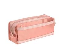 WLIHDB 2 Pieces Square Transparent Pencil case mesh Double Layer Stationery Bag for Pencil