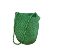 WLIHDB Casual Large Capacity Handwoven Bucket Bag Solid Color Straw Design Metal Line Handmade Crossbody Beach for Daily(Color4)