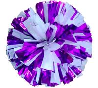 WLIHDB Cheerleading Pom Poms 4pcs 32cm Cheerleader Pompon With Rings Handle, Cheerleading Pom Poms, Sport Supplies For Sports Meeting(Purple White)