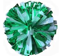 WLIHDB Cheerleading Pom Poms 4pcs 32cm Cheerleader Pompon With Rings Handle, Cheerleading Pom Poms, Sport Supplies For Sports Meeting(Green White)