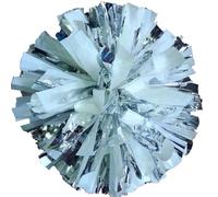 WLIHDB Cheerleading Pom Poms 4pcs 32cm Cheerleader Pompon With Rings Handle, Cheerleading Pom Poms, Sport Supplies For Sports Meeting(Silver White)