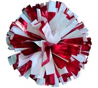 WLIHDB Cheerleading Pom Poms 4pcs 32cm Cheerleader Pompon With Rings Handle, Cheerleading Pom Poms, Sport Supplies For Sports Meeting(Red White)