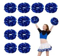 WLIHDB Cheerleading Pom Poms 6/12Pcs Cheerleading Pom Poms Metallic Pompoms With Handle Cheer Balls Cheering Squad Spirit Team Sports Dance Props For Sports Meeting(Blue,6PCS)