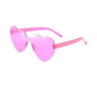 WLIHDB Party Glasses 20pcs Heart Loving Sunglasses for Women Jelly Color Frameless Heart Shaped One-piece Glasses Dazzling Color Glasses For Party(Pink)