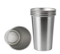 WLIHDB Stainless Steel Cup Set of 5 Stainless Steel 350ml Pint Cups Stackable Single Wall Tumblers Metal Drinking Glasses Coffee Mugs for Home, Restaurants, Travel