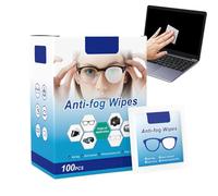 Wlikmjg Pack of 100 Anti-Fog Wipes for Glasses, Individually Pre-Moistened Cleaning Cloths, Anti-Fog Wipes for Glasses Lift The Fog, 12 x 6 cm