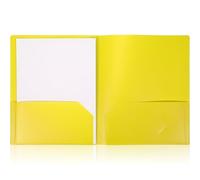 wlilupah 1 Pcs Heavy Duty Plastic Folders 2 Pocket File Folder Fit Letter Size for Home Office School Communication Presentation Report Sheet Protectors (Yellow)