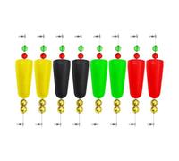 Wlinfetity 1/4/8pcs Fishing Bobbers Popping Corks with 360° Swivels for Saltwater Freshwater, EVA+Metal Floats with Brass Beads for Bass Sea Trout Redfish Snapper, 3in 10g Black/Red/Green/Yellow