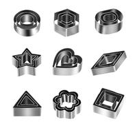 Wlinfetity 27/30 Pcs Stainless Steel Cookie Cutters Set for Fruit Sugar Biscuits, 10 Shapes in 3 Sizes, with Storage Tin