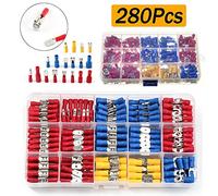 Wlinfetity 280PCS Assorted Crimp Spade Terminal Kit for Electrical Wire Connections, Insulated Connectors in Red, Blue, Yellow with Waterproof Seal, Compatible with 0.5-6.0mm² and 22-10AWG Cables