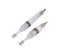 Wlinfetity 2pcs Luminous LED Squid Jig Hook 12/17cm with Red/Green/White Light for Saltwater Freshwater Fishing Bait Compatible with Cod Octopus Snapper, ABS+Metal Umbrella Double Layer Design