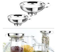 Wlinfetity 2pcs Stainless Steel Funnel Set with Wide Mouth for Easy Canning, Bottle Filling and Kitchen Use, Silver