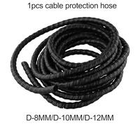 Wlinfetity 5 Meter Black Spiral Wound Cable Protection Hose for 8-12mm Hydraulic and Pneumatic Lines, HDPE Flexible Protective Wrap for Industrial Tubing, Water & AC Pipes, Easy Retro Fit (D-10mm)