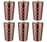 Wlinfetity 6 Pcs Stainless Steel Double Wall Insulated Drinking Mugs, 330ML Stackable Water Cups for Camping and Outdoor, Set of 6, Gold
