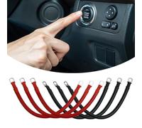 Wlinfetity 6PCS 4AWG 12inch Battery Cables Set with 3/8" Tinned Copper Lugs for Automotive, Marine, RV, Solar Inverter - Red and Black PVC Insulated Power Cables