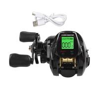 Wlinfetity 7.2:1 Gear Ratio Digital Baitcasting Fishing Reel with Fish Bite Alarm, Depth Positioning, Rechargeable Battery, 10+1 Bearings, for Left or Right Hand, Black or for Orange