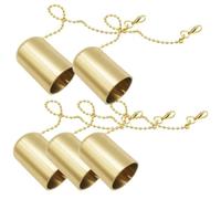 Wlinfetity Brass Candle Extinguisher Snuffer Cap with Chain Hook for Lanterns, Torches, and Incense, 5-Pack, Yellow