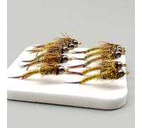 Wlinfetity Fly Fishing Hook Nymph Bead Head Lure Bait for Trout Bass Grayling, 10 Pack, High Carbon Steel Hook with Copper Wire, Submersible Design, 21.5mm Length, 0.4g