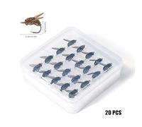 Wlinfetity Fly Fishing Lure Bait Set with 20 or 10 Pcs Silicone Soft Body and High Carbon Steel Hook for Trout Perch Grayling Salmon, Size S/for M/L