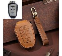 Wlinfetity Leather Car Key Case Cover for Ssang Yong 2020 G4 Rexton, 5-Button Remote Protective Holder with Anti-Drop Shock Absorption, Full Coverage Design in Black Blue Brown