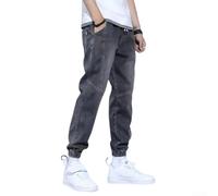 Wlinfetity Men's Retro Washed Loose Cuffed Jeans L-5XL | Retro water wash finish, loose cuffed design, sizes L-5XL, suitable for casual daily wear