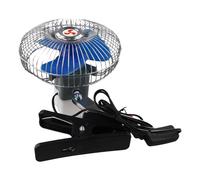 Wlinfetity Metal Car Fan 12V 24V with Shaking Head and 2-Speed Control, Silent Strong Wind Cooling for Truck SUV RV, 6-Inch 17.5CM, Includes 1.8m Power Cord and Clamp Mount