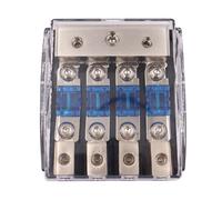 Wlinfetity Mini Blade Fuse Holder for Car Audio - 2/3/4 Way Power Distribution Block with Aluminum Alloy Construction, 0 Gauge Input, Dual 4 Gauge Inputs, Dual 8 Gauge Outputs, Includes 2 x 60A Fuses