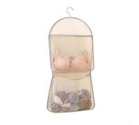 Wlinfetity Multi Purpose Multi Layer Mesh Storage Hanging Bag,Hanging Storage with Metal Hanger Mesh Pockets for Bra Underwear Socks,Pockets Hang Store Bag for Door Wall Closet(2pcs)