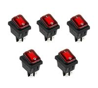 Wlinfetity Rectangular Rocker Switch with Red Illuminated Button 20A 250VAC DPST IP67 Waterproof Rating On-Off Control for Business & Industrial Applications, 30 x 22mm