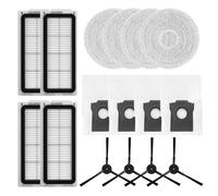 Wlinfetity Replacement Parts Kit for Cecotec for CONGA for X50 and for X-TREME Robot Vacuums - 4-Pack Filters, Mop Cloths, Dust Bags & Side Brushes, Nylon + Microfiber + Non-Woven Fabric