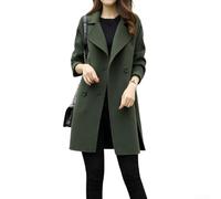 Wlinfetity Women Winter Loose Overcoat Medium Length Lapel | polyester fabric, warm for retention, solid color options, black brown army green available
