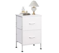 WLIVE Bedside Table, 2 Fabric Drawers Cabinet & Metal Frame, with Easy Pull Handle, Wood Top and Sturdy Steel Frame for Bedroom, Living Room (White)