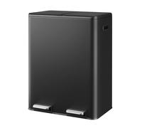 WLIVE Kitchen Bin 2 x 30 Litre, Dual Pedal Rubbish Bin | Double-Bin Recycling & Waste with Lids, Stainless Steel, Soft-Close, Wide Step-On Pedal, Black