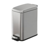 WLIVE Pedal Bin 5 Liter, Small Stainless Steel Garbage Bin, Slim-Shaped Trash Bin with Step Pedal for Home and Office, Silver